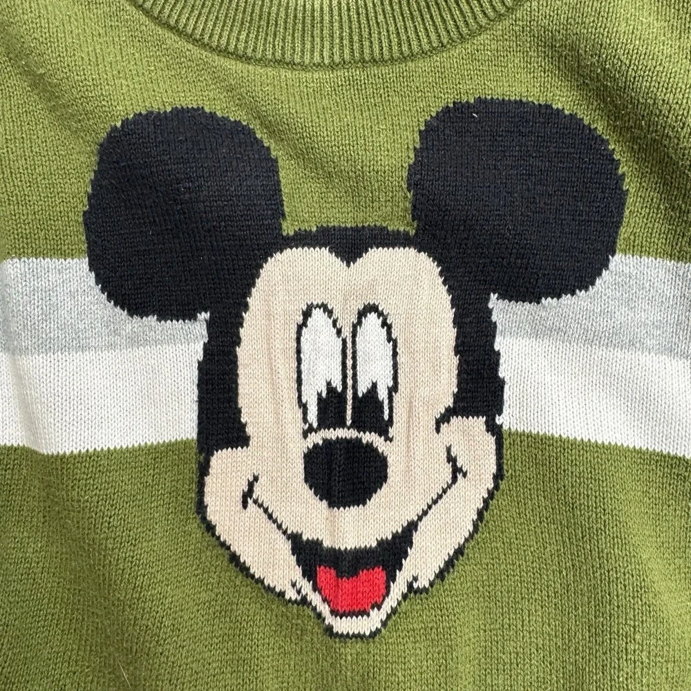 Baby Gap Disney Sweater 18-24M Mickey Mouse Green Long Sleeve Cotton‎ Toddler